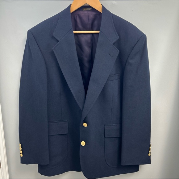 Andhurst Classic Navy Wool/Polyester Blazer with Gold Buttons
